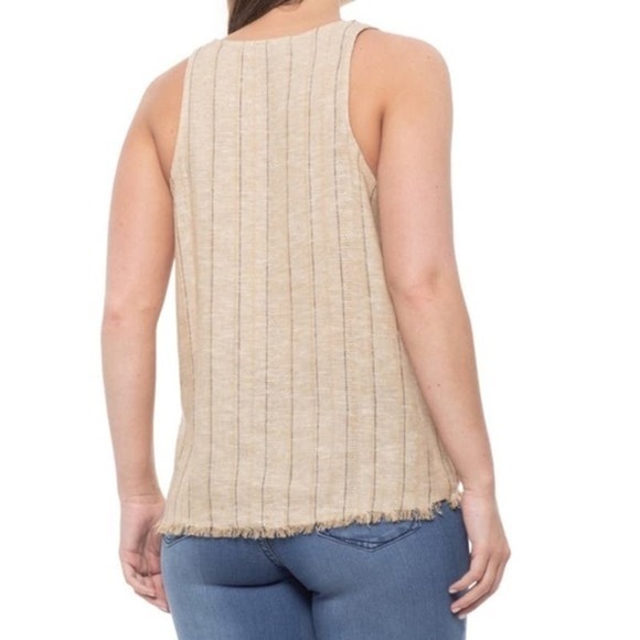 Anthropologie "DREW" Linen Fringe Bottom Tank Top - Picture 2 of 7